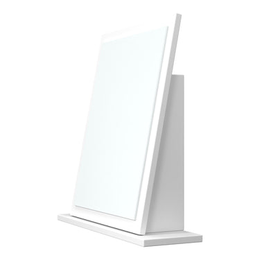 Linear Dressing Table Mirror in White Matt, angled side view