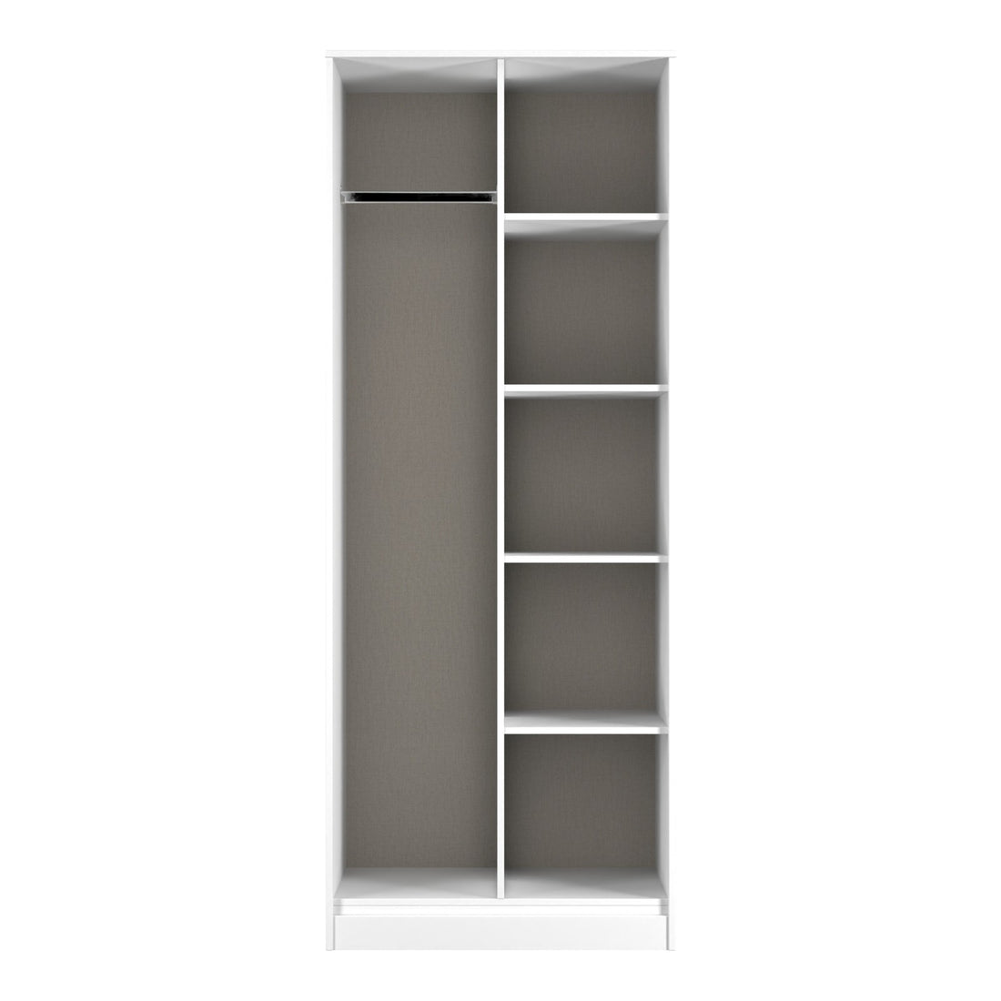 Linear Open Wardrobe in White Matt, front view