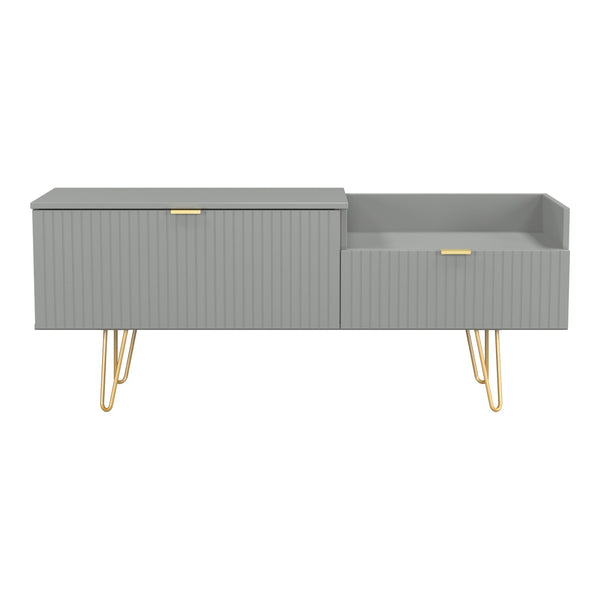 Linear Split Level TV Unit in Dusk Grey, front view