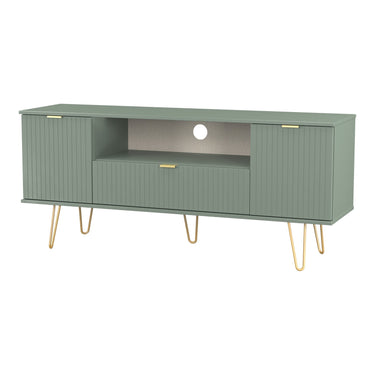 Linear Wide TV Unit in Reed Green, angled view