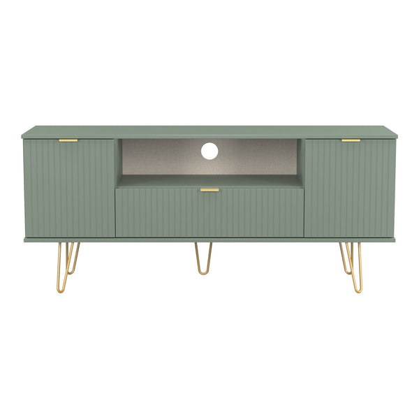 Linear Wide TV Unit in Reed Green, front view