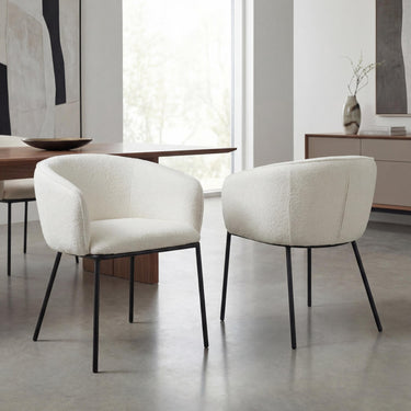 Lola Boucle Dining Chair - White – styled in a dining room