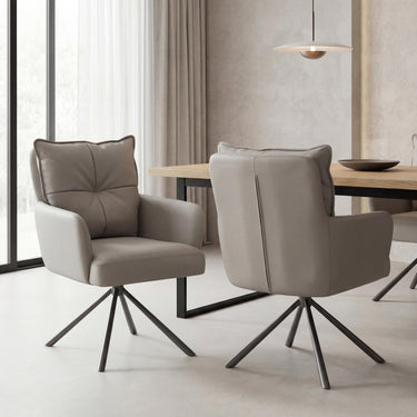 Lucan Leather Effect Dining Chair - Latte – styled in a dining room