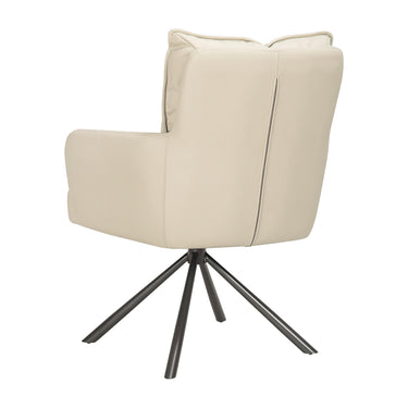 Lucan Leather Effect Dining Chair - Taupe – studio view 2