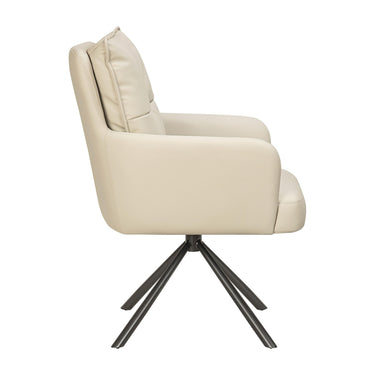 Lucan Leather Effect Dining Chair - Taupe – studio view 3