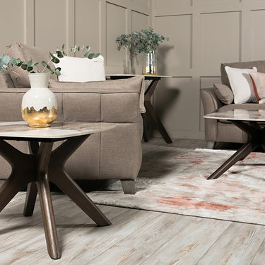 Marcello Sintered Stone Lamp Table - Walnut – styled in a living room