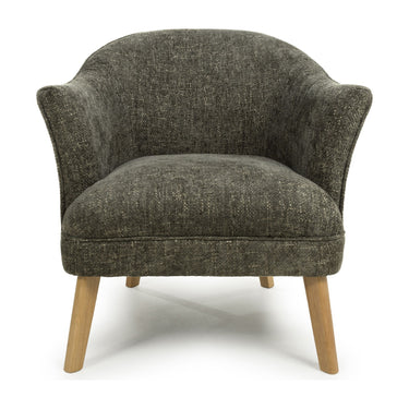 Maren Flax Effect Armchair - Green – front view