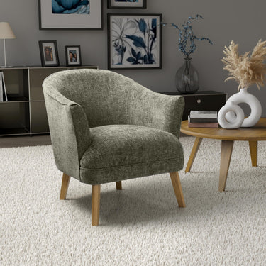 Maren Flax Effect Armchair - Green – styled in a living room