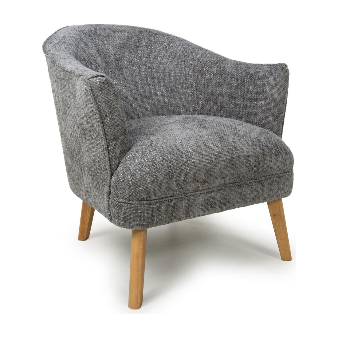 Maren Flax Effect Armchair - Grey – angled view