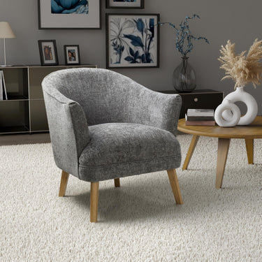 Maren Flax Effect Armchair - Grey – styled in a living room
