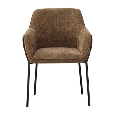Milo Chenille Effect Dining Armchair - Brown – studio view 3