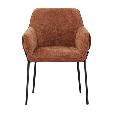 Milo Chenille Effect Dining Armchair - Burnt Orange – studio view 3