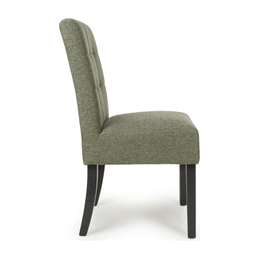 Moberly Waffle Weave Green Dining Chair – studio view 3 with black legs