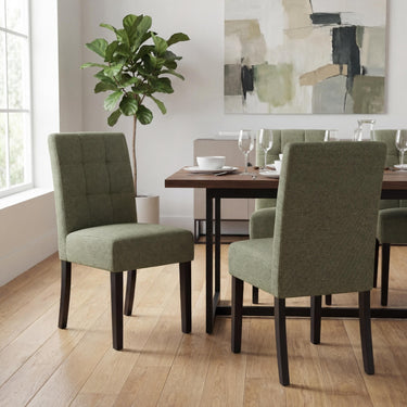 Moberly Waffle Weave Green Dining Chair – styled in a dining room