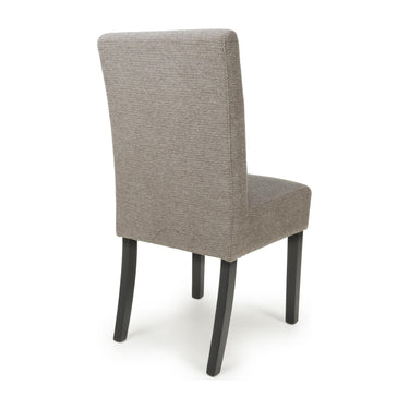 Moberly Waffle Weave Mocha Dining Chair – studio view 2 with black legs