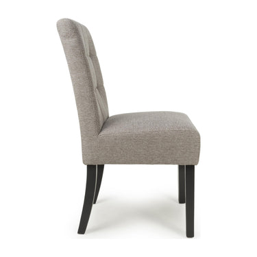 Moberly Waffle Weave Mocha Dining Chair – studio view 3 with black legs