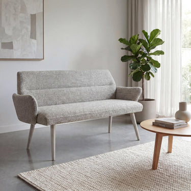 Monza Fabric Dining Bench - Grey – styled in a living space