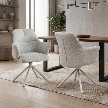 Monza Fabric Swivel Dining Chair - Grey – styled in a dining room