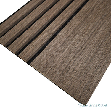 Multi Width Acoustic Wood Veneer Wall Panels - 3-Sided - 240cm x 30cm (2 Pack) – Smoked Oak
