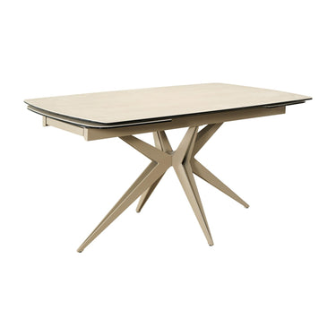 Nerano 2.4m Extending Natural Travertine Effect Dining Table & 6 Rialto Natural Tweed Swivel Chairs Dining Set – dining table, alternate view