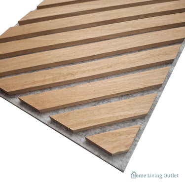 Neutral Collection - Acoustic Wall Panels - Oak on Grey Felt - Chevron - 240cm x 30cm (2 Pack) – image 2