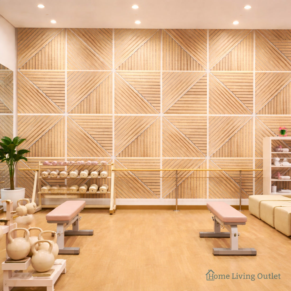 Neutral Collection - Acoustic Wall Panels - Oak on Grey Felt - Square/Mix - 60cm x 60cm (6 Pack)