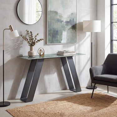 Oriel Green Console Table – styled in a room setting