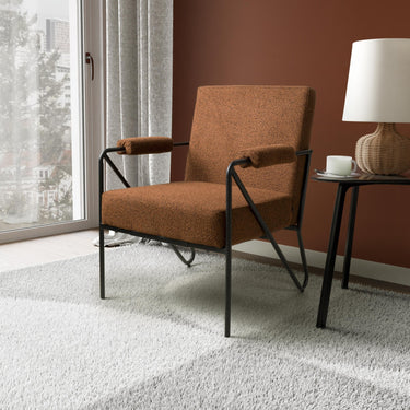 Otis Fabric Armchair - Burnt Orange – styled in a living room