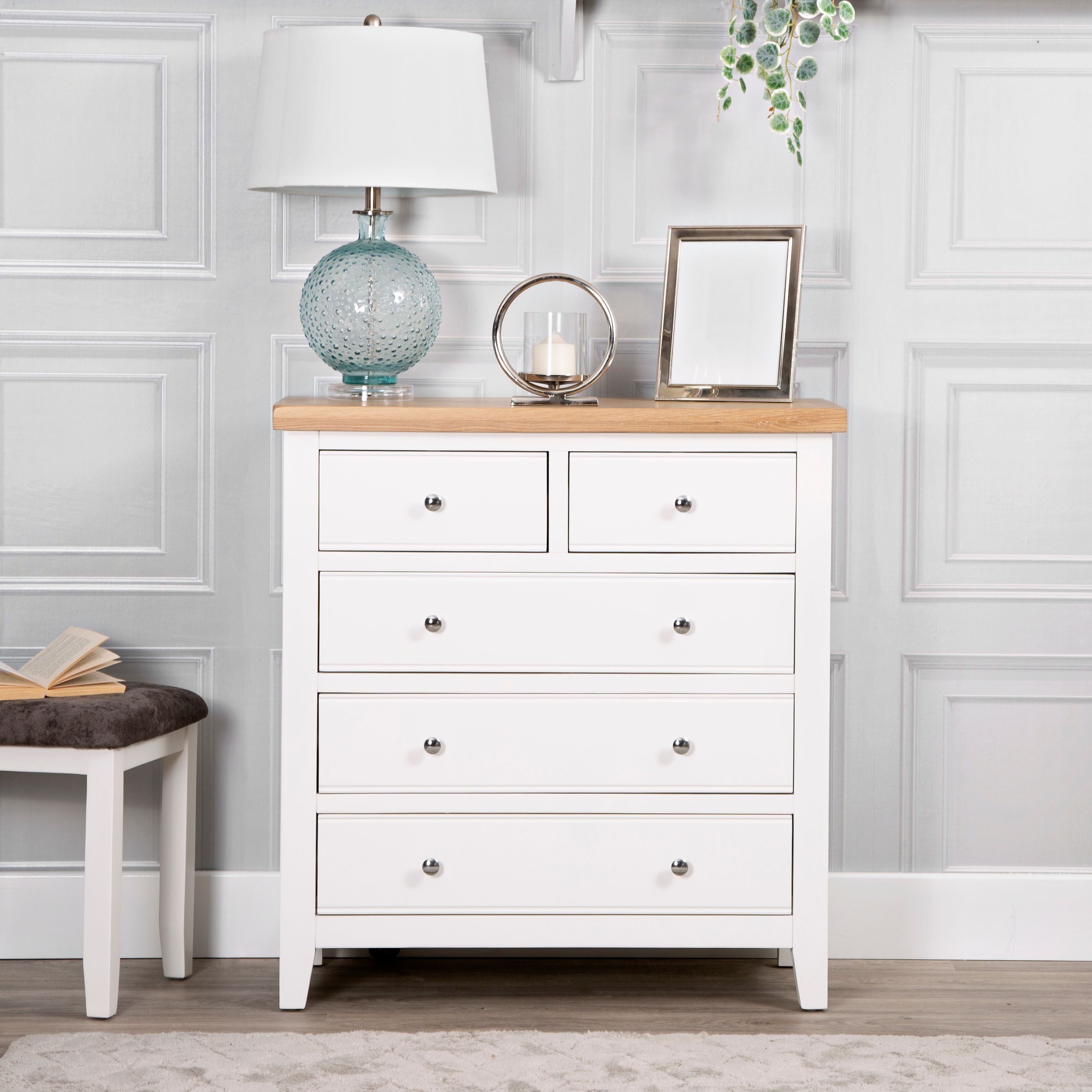 Earl 2 over 3 Chest of drawers - White