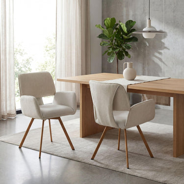 Paloma Fabric Carver Dining Chair - Natural – styled in a dining room