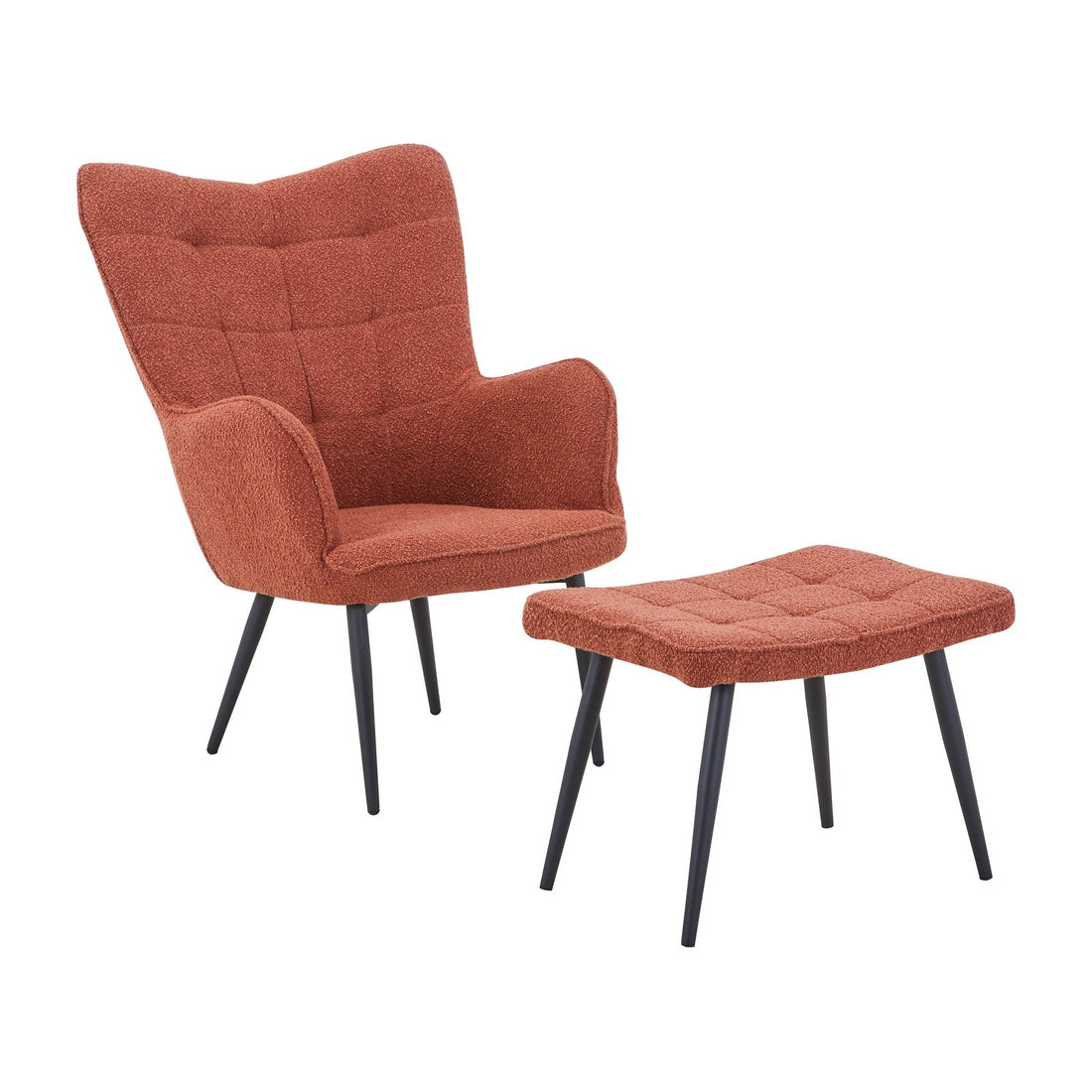 Pascal Boucle Armchair & Footstool - Copper – angled view