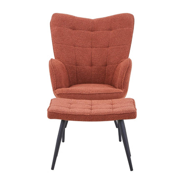Pascal Boucle Armchair & Footstool - Copper – front view
