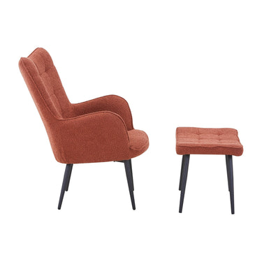Pascal Boucle Armchair & Footstool - Copper – side view