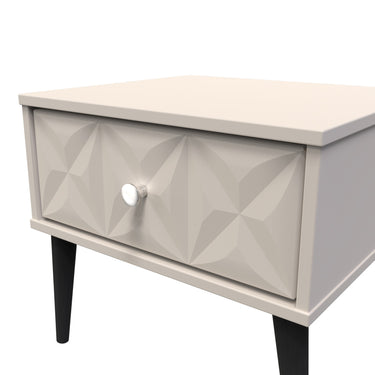 Pixel 1 Drawer Bedside Cabinet in Kashmir Matt, close-up of the patterned drawer fronts