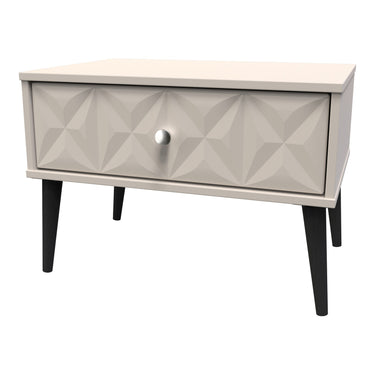 Pixel 1 Drawer Wide Bedside Cabinet in Kashmir Matt, angled view
