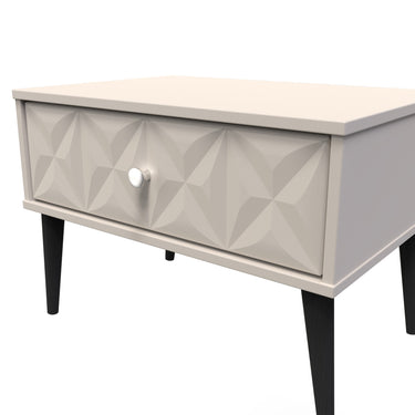 Pixel 1 Drawer Wide Bedside Cabinet in Kashmir Matt, close-up of the patterned drawer fronts