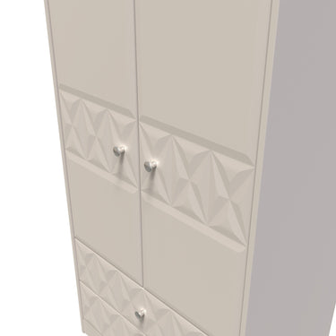 Pixel 2 Door 2 Drawer Wardrobe in Kashmir Matt, close-up of the patterned doors