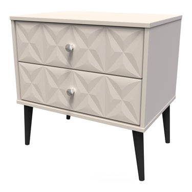 Pixel 2 Drawer Wide Bedside Cabinet in Kashmir Matt, angled view