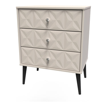 Pixel 3 Drawer Midi Chest of Drawers in Kashmir Matt, angled view