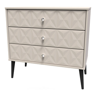 Pixel 3 Drawer Wide Chest of Drawers in Kashmir Matt, angled view