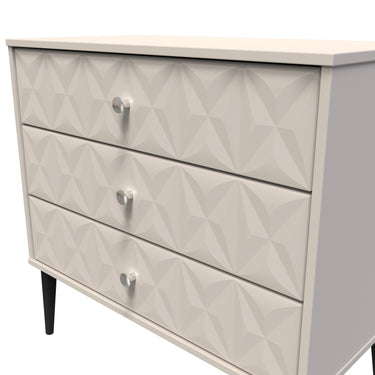 Pixel 3 Drawer Wide Chest of Drawers in Kashmir Matt, close-up of the patterned drawer fronts