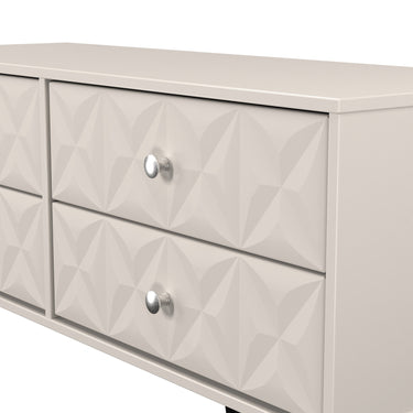 Pixel 4 Drawer Bed Box in Kashmir Matt, close-up of the patterned drawer fronts