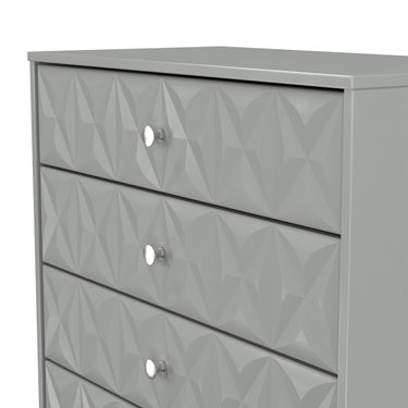 Pixel 4 Drawer Wide Chest of Drawers in Dusk Grey, close-up of the patterned drawer fronts