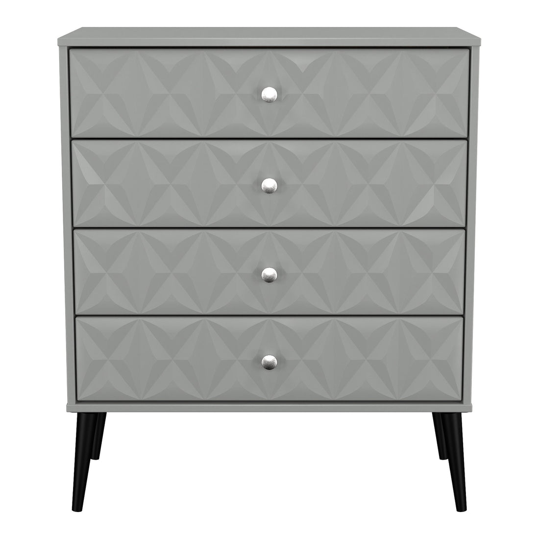 Pixel 4 Drawer Wide Chest of Drawers in Dusk Grey, front view