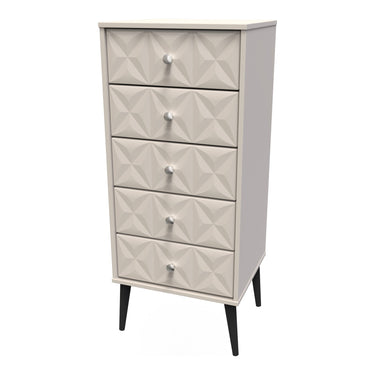 Pixel 5 Drawer Narrow Chest of Drawers in Kashmir Matt, angled view