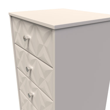 Pixel 5 Drawer Narrow Chest of Drawers in Kashmir Matt, close-up of the patterned drawer fronts
