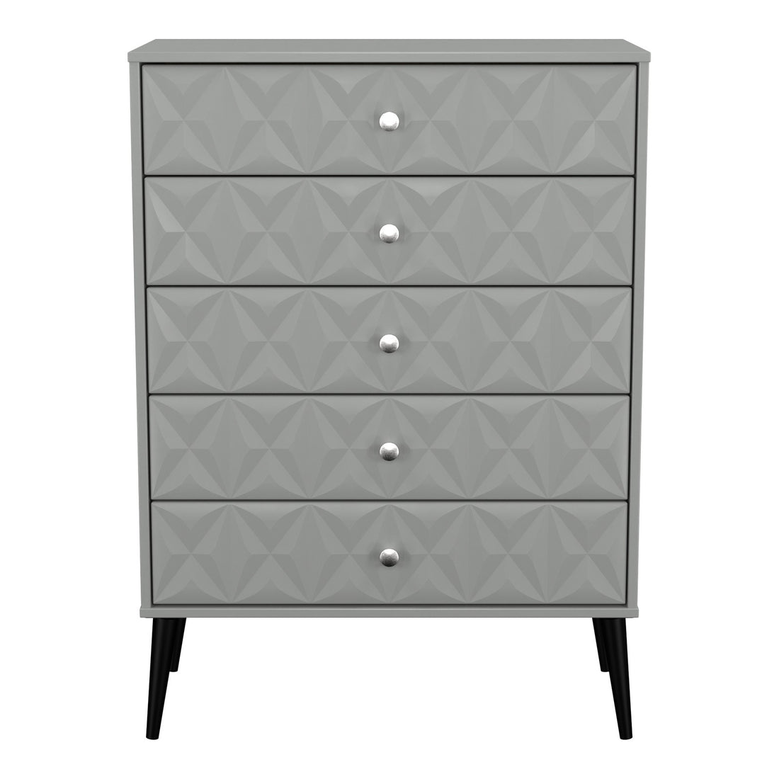 Pixel 5 Drawer Wide Chest of Drawers in Dusk Grey, front view