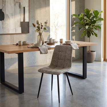 Remy Weave Dining Chair - Grey – styled in a dining room