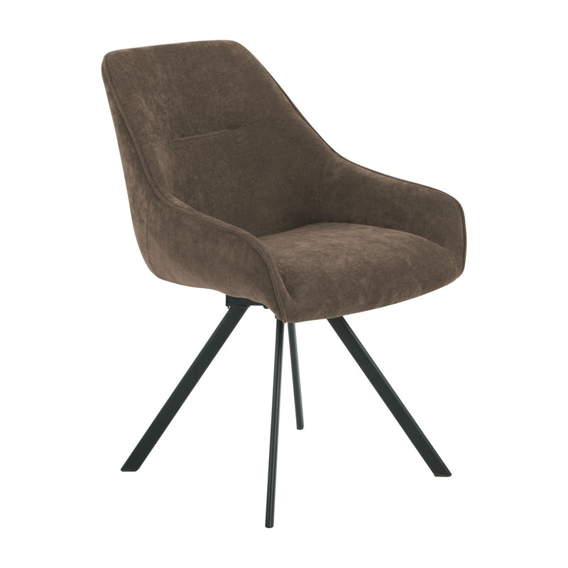 Renzo Fabric Swivel Dining Chair - Brown