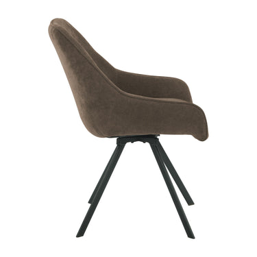 Renzo Fabric Swivel Dining Chair - Brown – studio view 3
